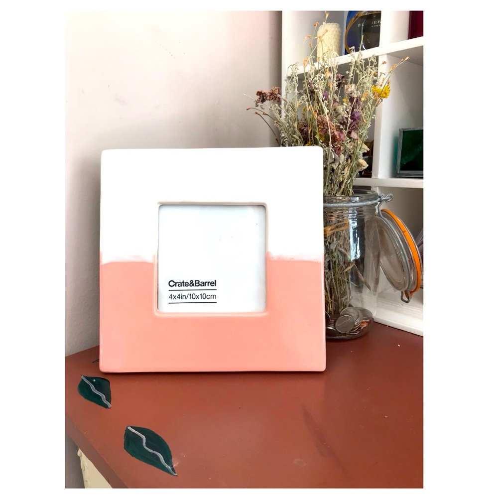Crate&Barrel White and Blush Ceramic Frame
